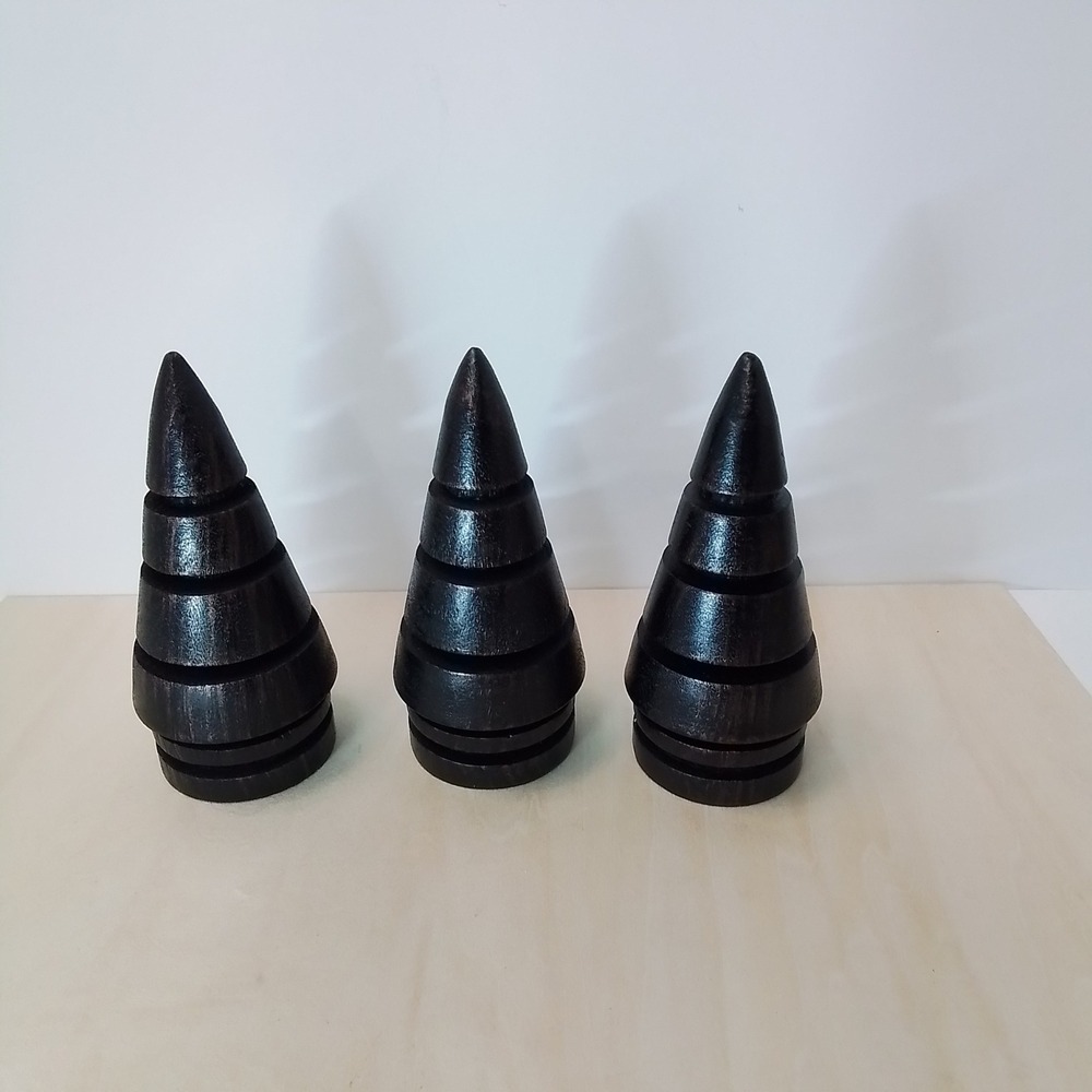 Set of‎ 3 Vintage Wooden Christmas Trees Stacked Rustic Black Decor Holiday